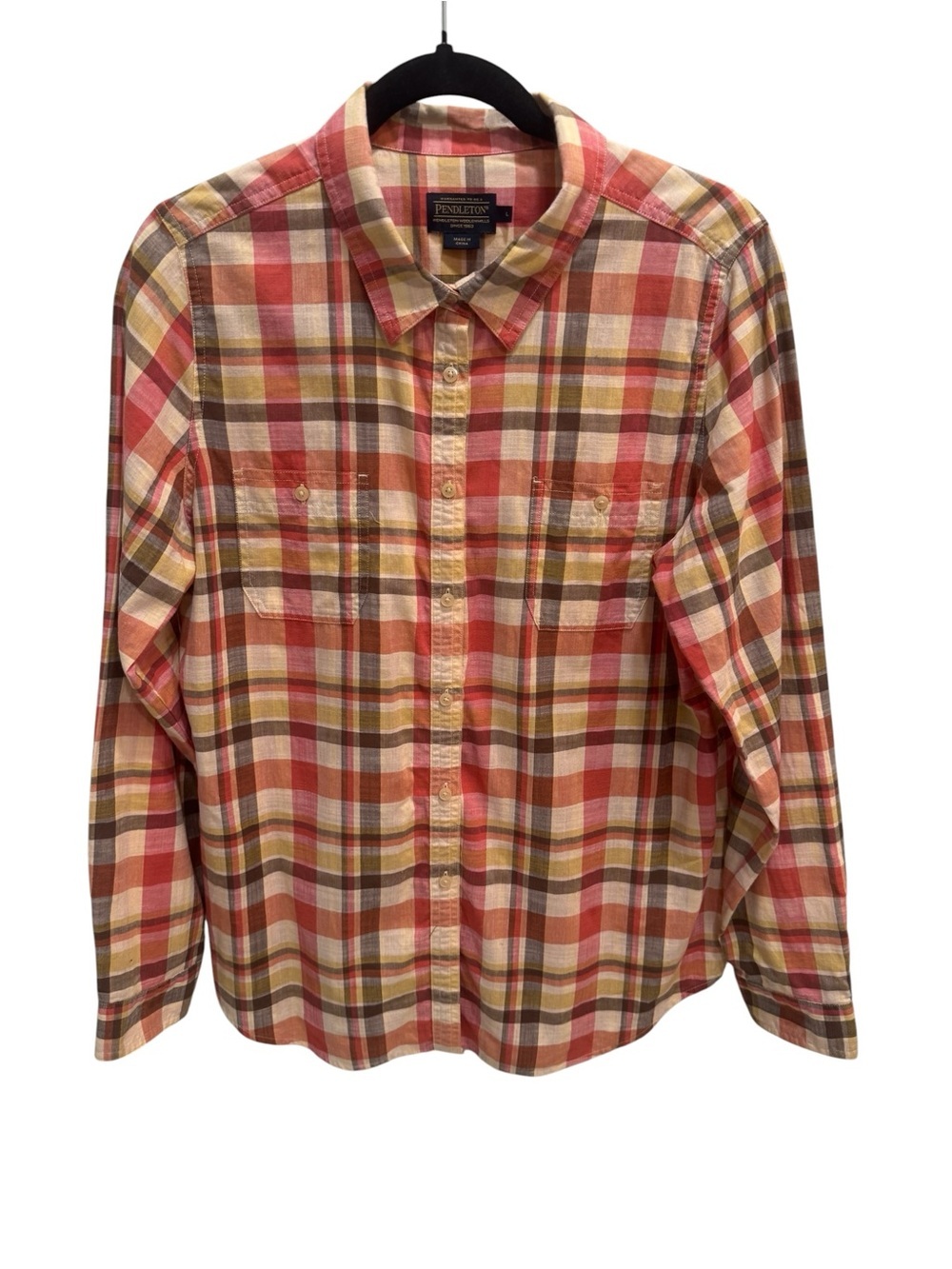 Pendleton Women's Plaid Long Sleeve Large Fall Cottage Core Western